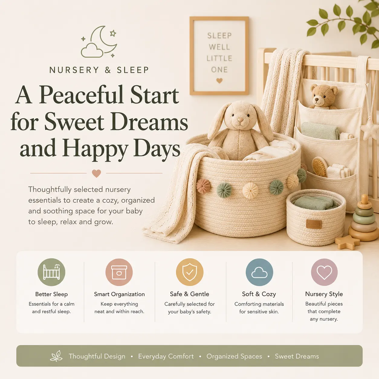 Nursery & Sleep Essentials for Baby Comfort and Organization