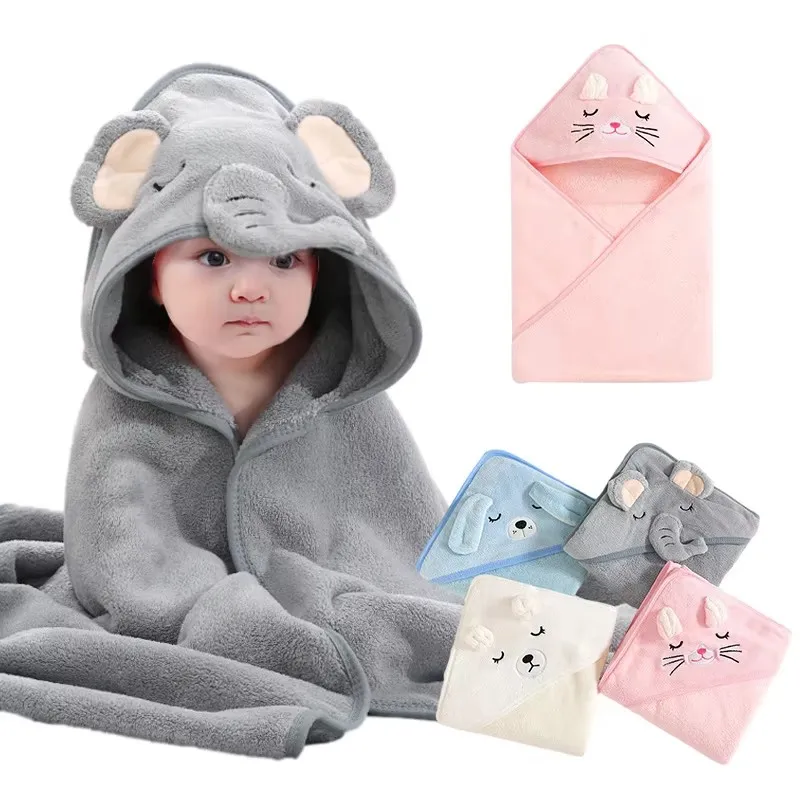 Animal Hooded Baby Bath Towel wrapped around toddler