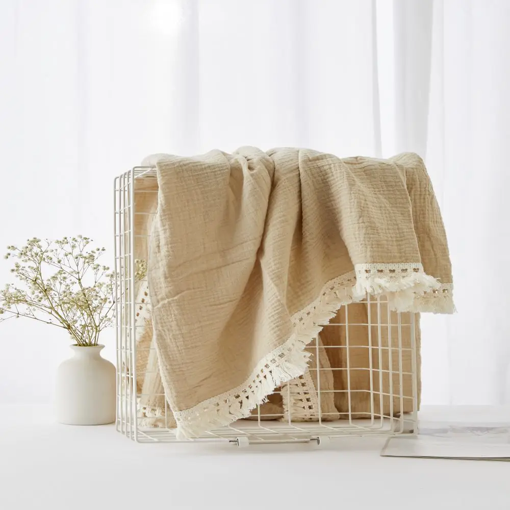 Luxury Muslin Tassel Baby Blanket - Image 5