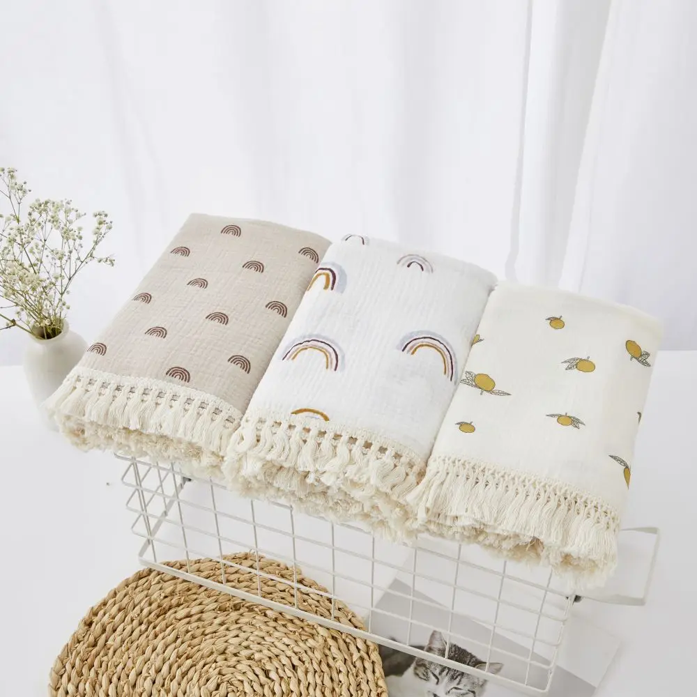 Luxury Muslin Tassel Baby Blanket - Image 4