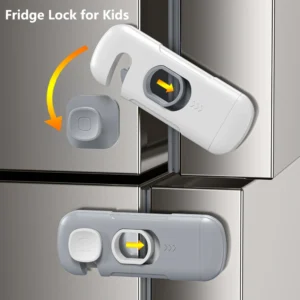 Baby Safety Cabinet Lock installed on refrigerator door