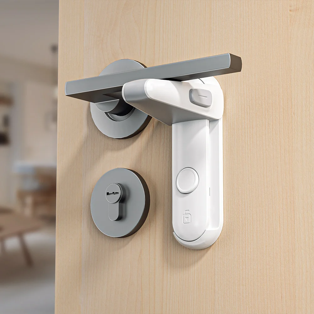 Childproof Door Lever Lock installed on interior door handle