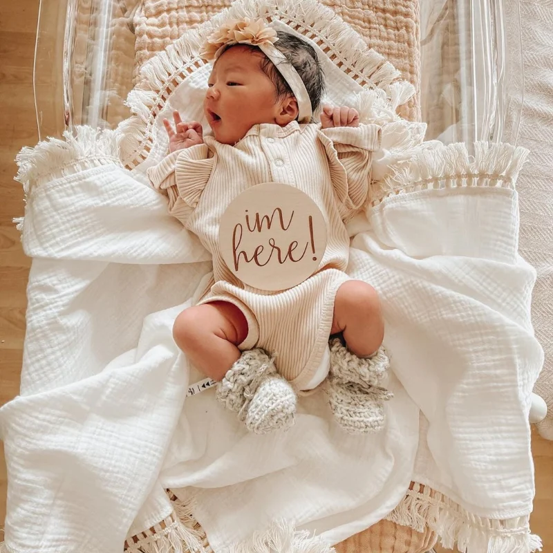 Luxury Muslin Tassel Baby Blanket - Image 2