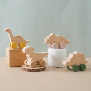 Beech Wood Dinosaur Toy Car Montessori wooden toy for toddlers