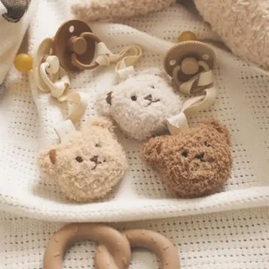 teddy bear pacifier clip soft polyester baby pacifier holder