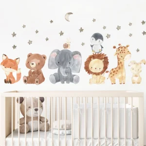 Safari Animals Nursery Wall Decals watercolor baby room decor