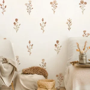 Boho Wildflower Nursery Wall Decals neutral floral wall decor