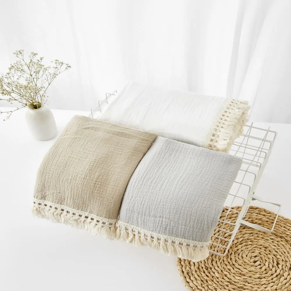 Luxury Muslin Tassel Baby Blanket - Image 3